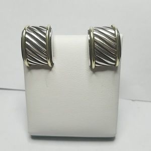 David Yurman Two-Tone Cable Classics Cigar Band earrings